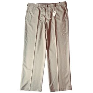 Van Heusen Microfiber Dress Pants 42x32 Khaki Straight Fit Flat Front NWT